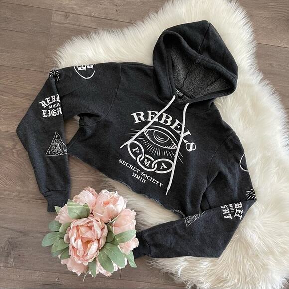 Rebel 8 Secret Society PMA Grey Cropped Hoodie Sweatshirt S - Picture 1 of 6